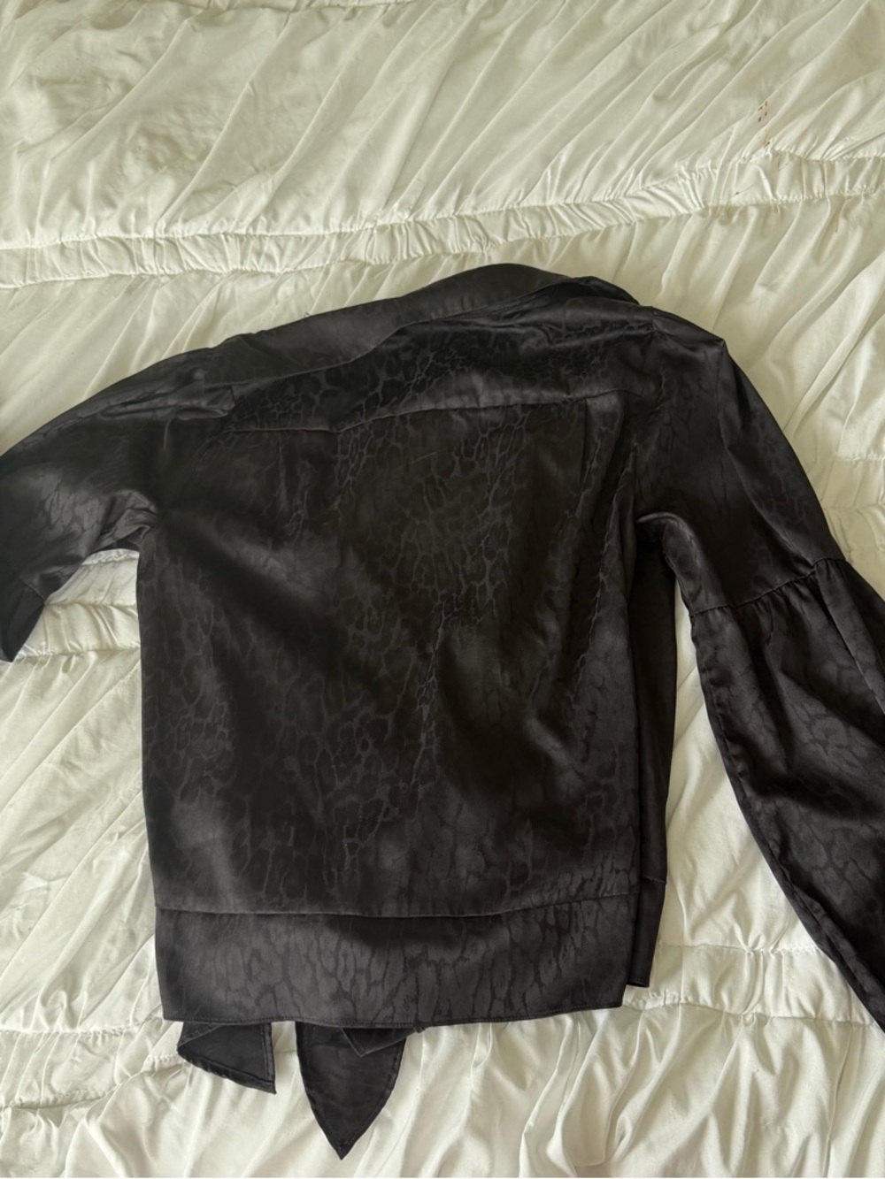 MICHAEL Michael Kors Black Satin Wrap Tie Blouse - Picture 7 of 7